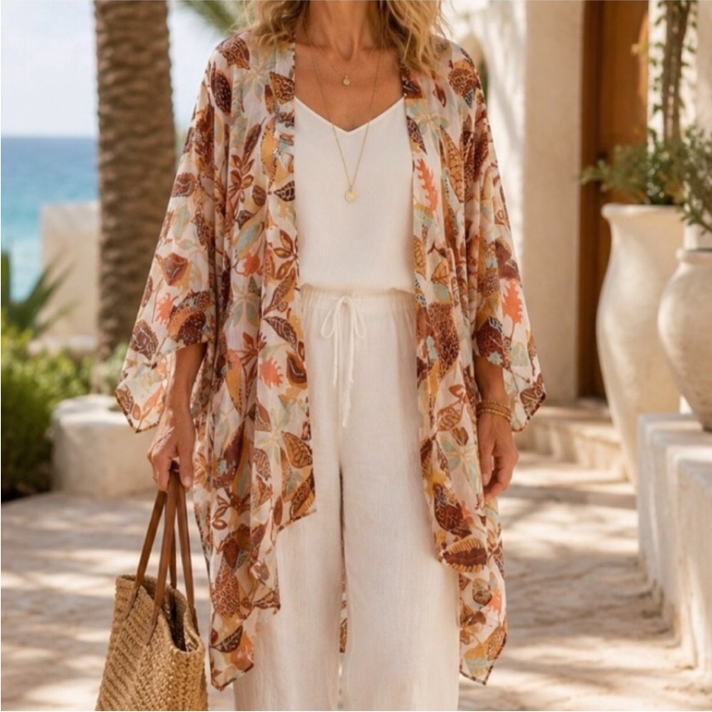 Aerie - Autumn Leaf Sheer Kimono